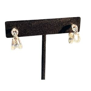 Vintage‎ The Jewelry Group TJG Silver Tone Woven Clip On Hoop Earrings Old Money